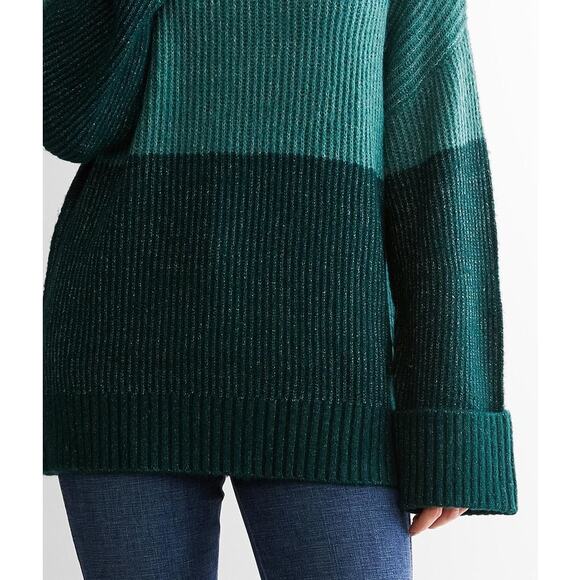 Z SUPPLY Poppy Ribbed Sweater Deep Sea Green Colorblock Pullover Women’s Small - Picture 5 of 8